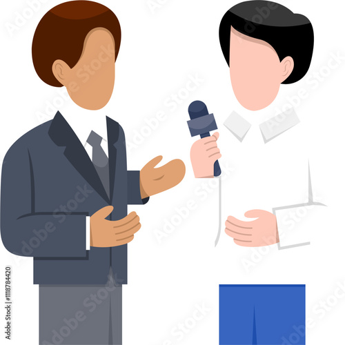 Male Reporter Interviewing Flat Illustration