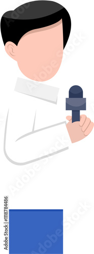 Flat Character Of Male Reporter