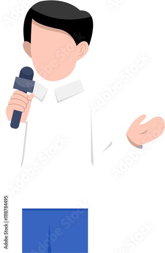 Flat Character Of Male Reporter