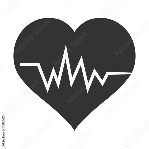Heart with heartbeat line. Healthcare concept of heartbeat pulse line vector icon
