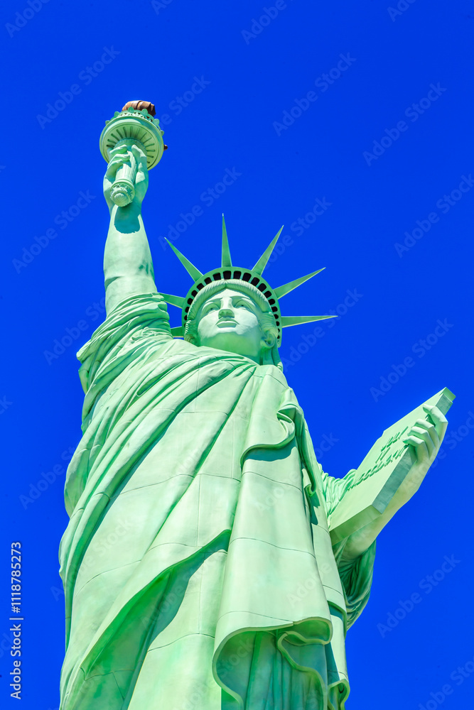 Obraz premium A statue of a woman holding a torch and a book