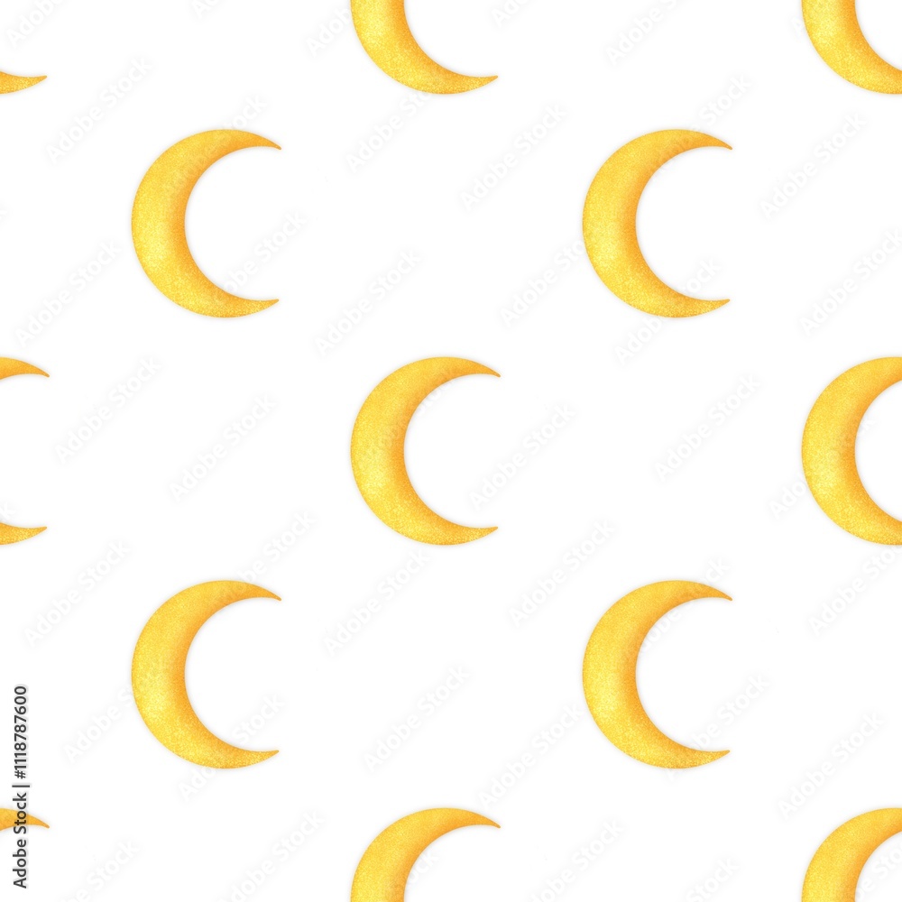Moon Seamless Pattern on a White Background Moon Seamless Pattern on a White Background