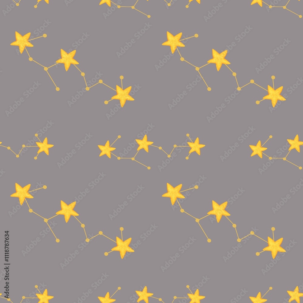 Small Scorpio Zodiac Constellations Design Seamless Pattern on a Gray Background Small Scorpio Zodiac Constellations Design Seamless Pattern on a Gray Background