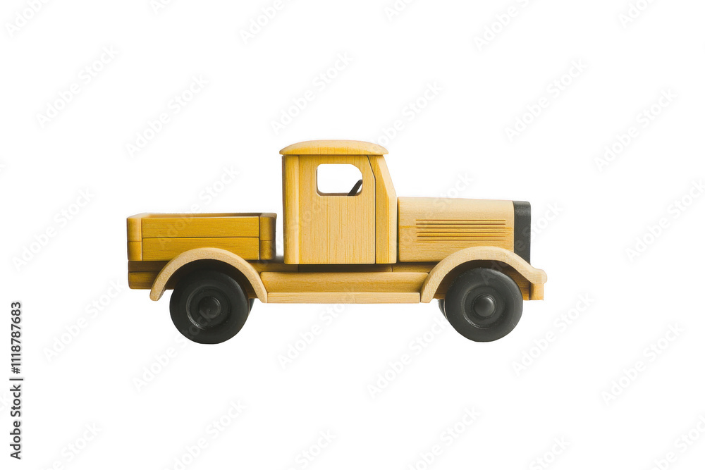 A wooden toy truck on white background. .png A wooden toy truck on white background. .png