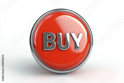 A red button with the word buy on it