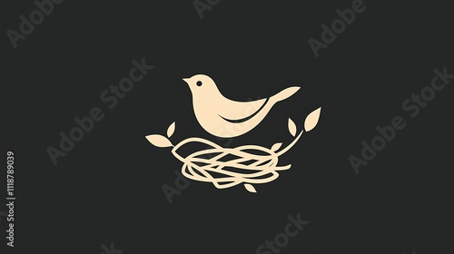 Artistic bird logo emphasizing clean and minimal nest concept image