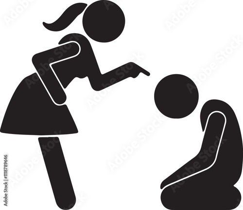 Illustration of a stickman icon being scolded by a woman