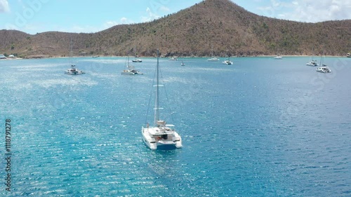 Breathtaking aerial view of the British Virgin Islands with sailing boats