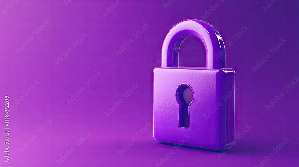 A vibrant purple lock symbolizing security and protection against a matching background. A vibrant purple lock symbolizing security and protection against a matching background.