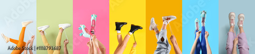Collage of woman's legs wit...
