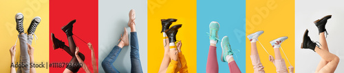 Collage of woman's legs wit...