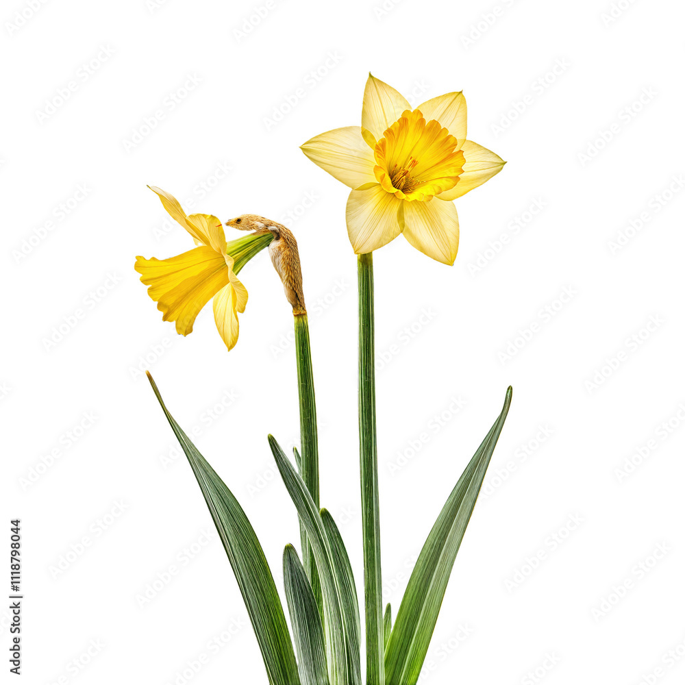 Fototapeta premium Beautiful Yellow Daffodils Blooming in a Bright Environment Captured During Spring Season Showcasing Nature's Vibrant Colors