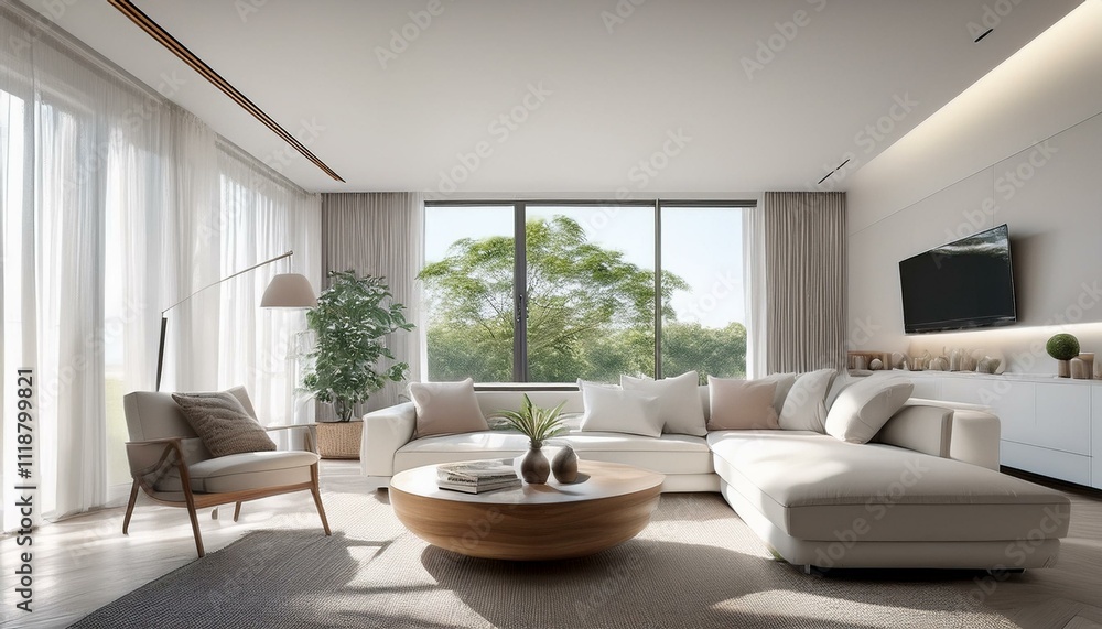 Fototapeta premium White Living Room with a Farmhouse Style