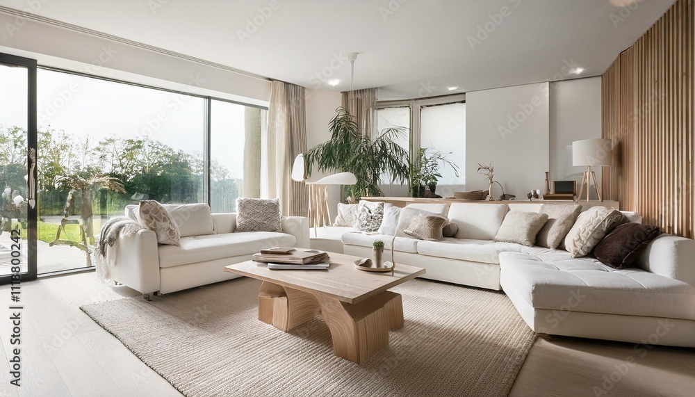 Fototapeta premium White and Neutral Living Room Makeover Ideas for a Fresh New Look