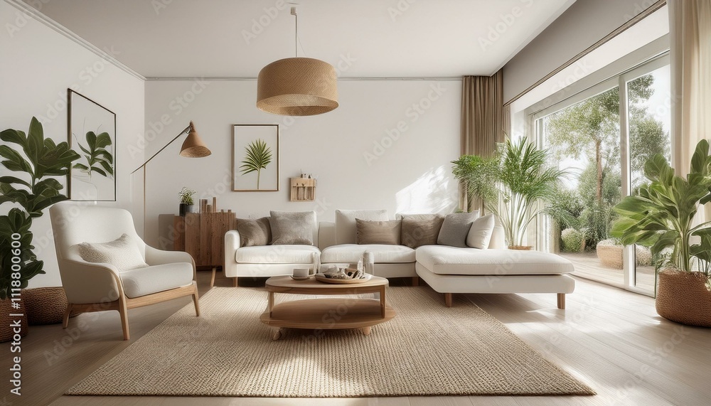 Fototapeta premium White and Neutral Living Room Color Combinations for a Bright and Airy Feel