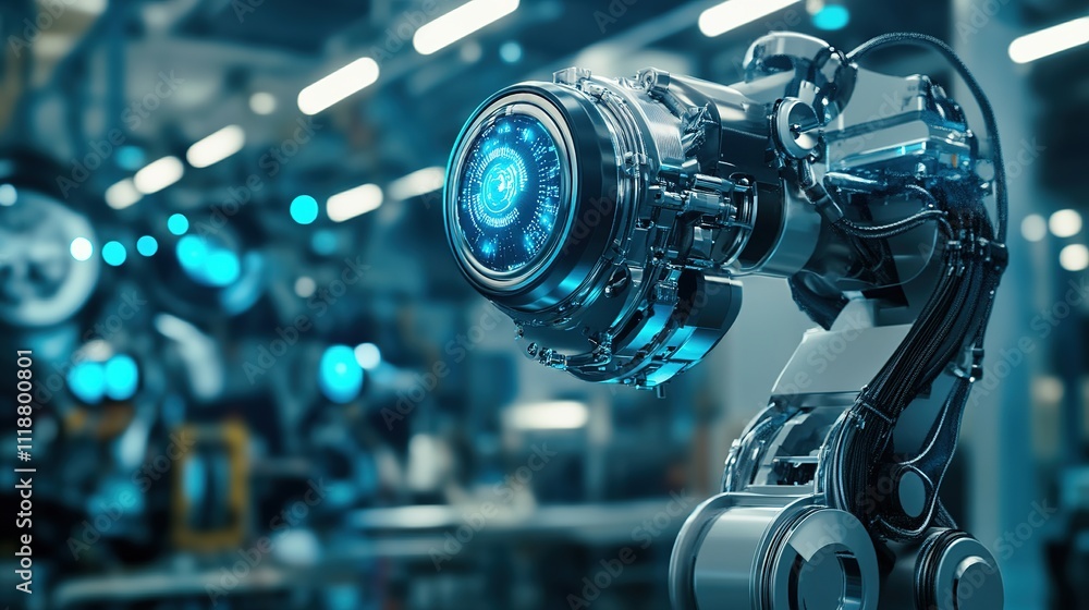 AI-powered machinery monitoring its own status and performance for predictive maintenance. AI-powered machinery monitoring its own status and performance for predictive maintenance.