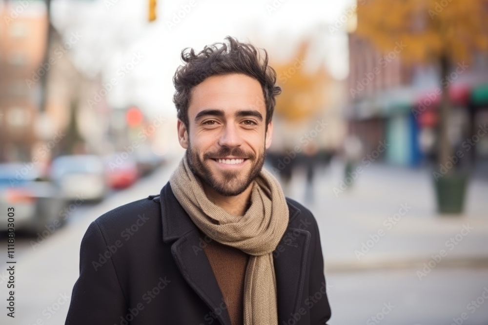 Portrait of a handsome young man with a beard and a scarf Portrait of a handsome young man with a beard and a scarf