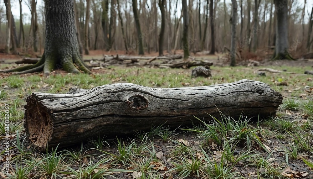 Rustic Weathered Log in Forest Nature Photography Woodland Scene Rustic Weathered Log in Forest Nature Photography Woodland Scene