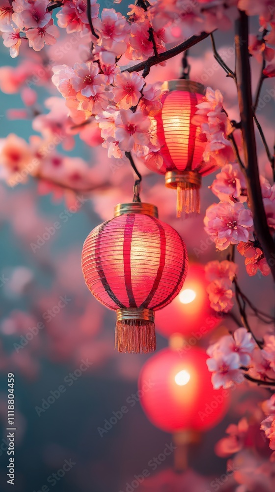 Artistic Chinese New Year frame with lanterns Artistic Chinese New Year frame with lanterns