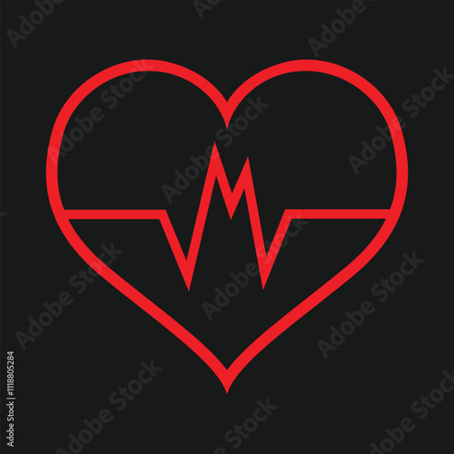 Heart with heartbeat line. Healthcare concept of heartbeat pulse line vector icon
