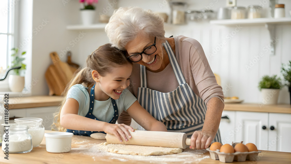 Heartwarming Moments in the Kitchen: A Grandmother and Granddaughter Baking Together with Joy and Laughter Heartwarming Moments in the Kitchen: A Grandmother and Granddaughter Baking Together with Joy and Laughter
