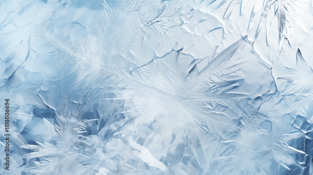 Winter’s Delicate Artistry. Close-Up of Intricate Snowflake Crystals on Blue Gradient Background. Frost, frozen surface, window. Ice, icy pattern, texture Winter’s Delicate Artistry. Close-Up of Intricate Snowflake Crystals on Blue Gradient Background. Frost, frozen surface, window. Ice, icy pattern, texture