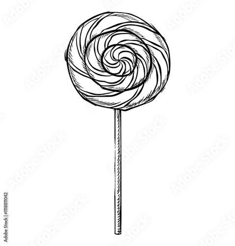 lollipop engraving black and white outline