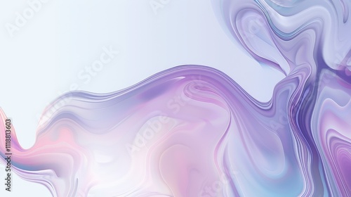Abstract fluid art with pastel purple, pink, and light blue colors flowing in soft curves.