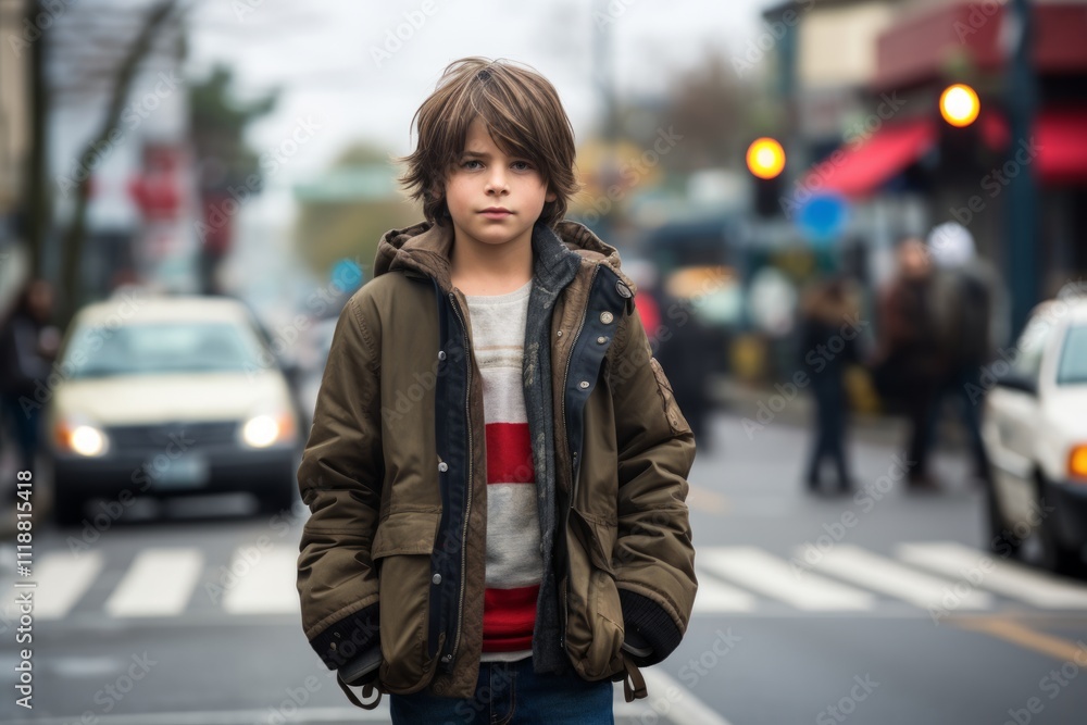 portrait of a boy in the city on a background of traffic portrait of a boy in the city on a background of traffic