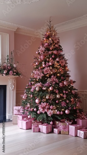 Soft Pink and Gold Themed Holiday Decor