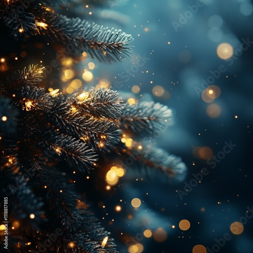 Wallpaper Mural Magical Christmas Tree with Golden Bokeh Lights Torontodigital.ca