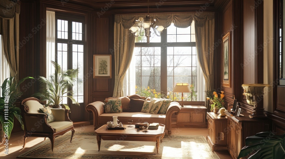 Sunlight Illuminates a Luxurious Living Room Sunlight Illuminates a Luxurious Living Room