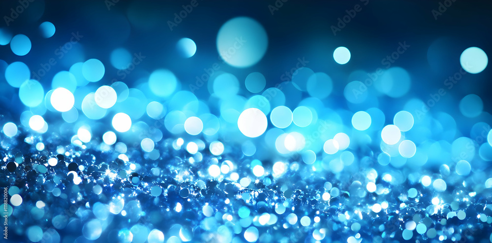 A shimmering blue background with sparkling bokeh lights creating a dreamy atmosphere. A shimmering blue background with sparkling bokeh lights creating a dreamy atmosphere.
