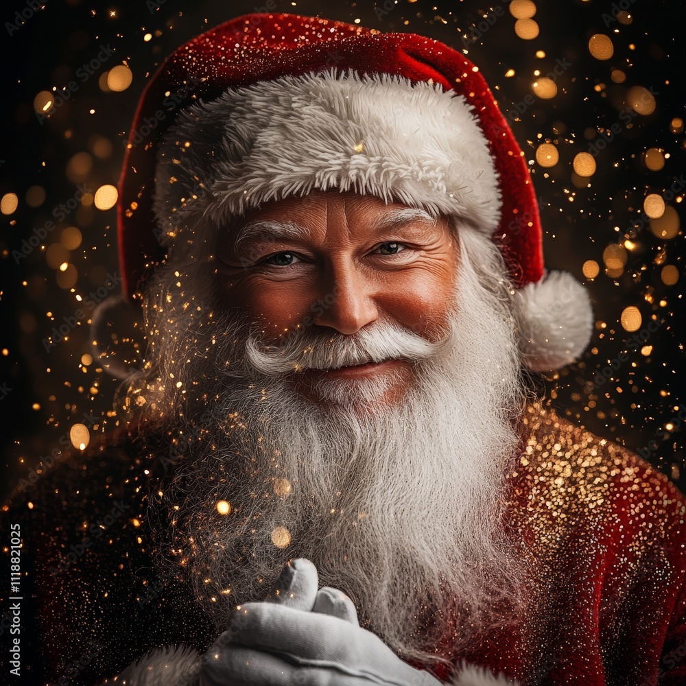 Cheerful Santa Claus spreading Christmas magic Cheerful Santa Claus spreading Christmas magic