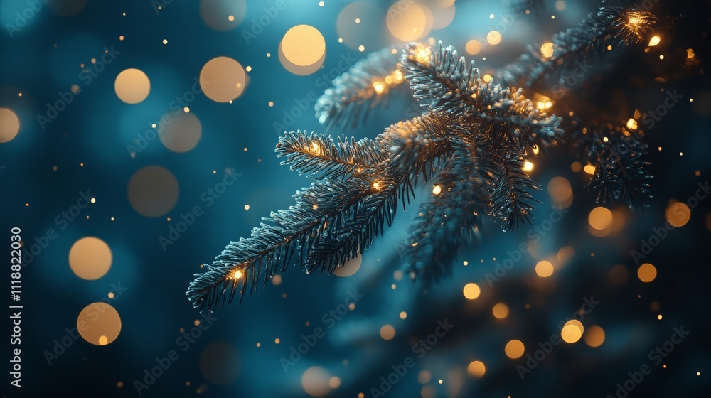 Magical Christmas Tree with Golden Bokeh Lights Magical Christmas Tree with Golden Bokeh Lights