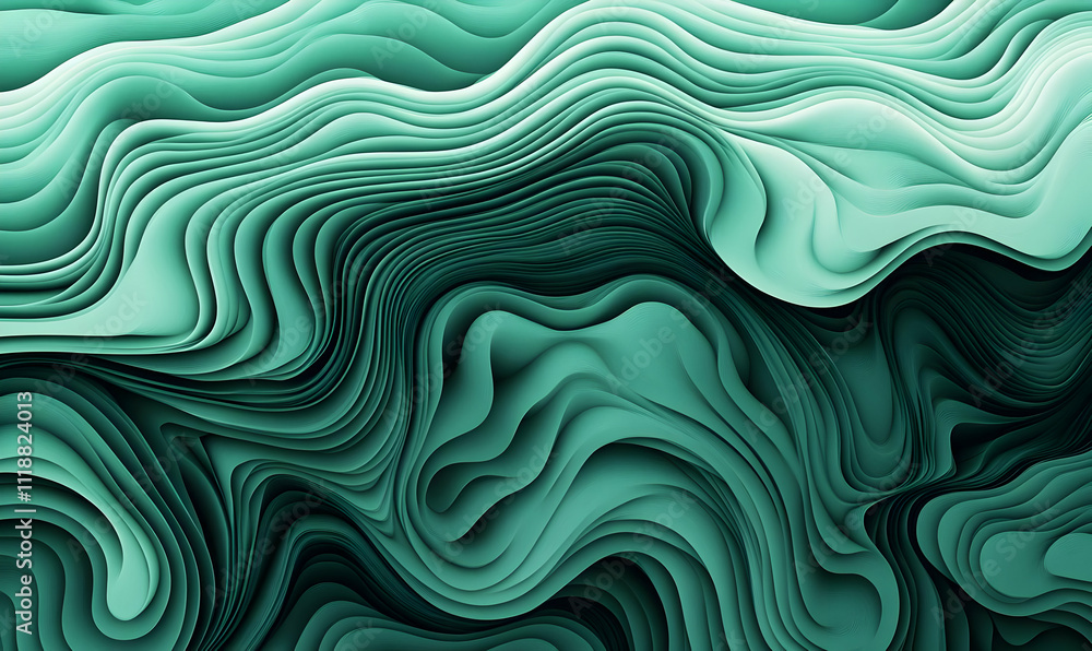 Abstract wavy patterns in a soothing green color palette. Abstract wavy patterns in a soothing green color palette.