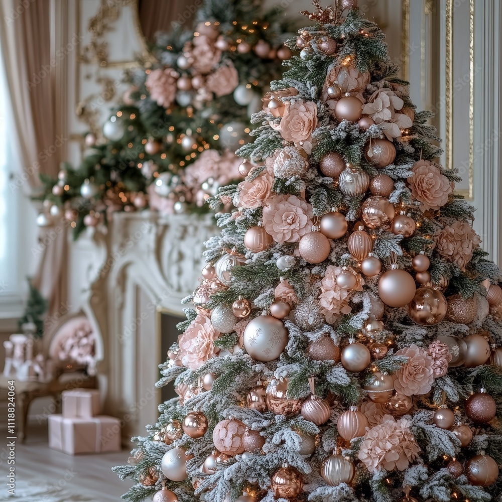 Obraz premium Chic Pink and Gold Christmas Decorations