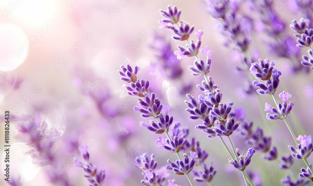 A close-up of lavender flowers in soft focus, creating a serene and calming atmosphere. A close-up of lavender flowers in soft focus, creating a serene and calming atmosphere.