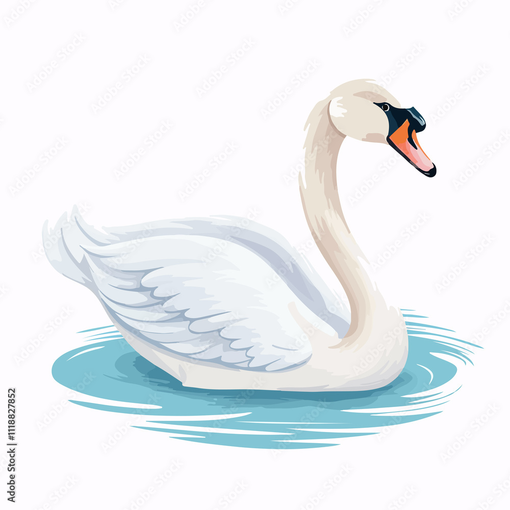 Fototapeta premium Elegant Swan Vector Illustration for Graphic Design Projects, Isolated on White Background