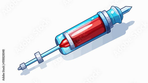 Cartoon Syringe and Blood Drop Icon: Ideal for COVID. High-Quality Vector Illustration