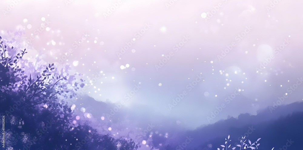 A serene landscape with soft purple hues and ethereal bokeh effects. A serene landscape with soft purple hues and ethereal bokeh effects.