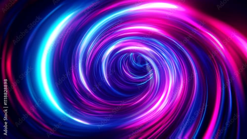 Abstract swirling neon lights with a glowing tunnel in the center Abstract swirling neon lights with a glowing tunnel in the center