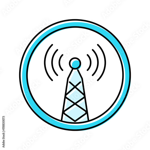 electromagnetic interference label color icon vector. electromagnetic interference label sign. isolated symbol illustration
