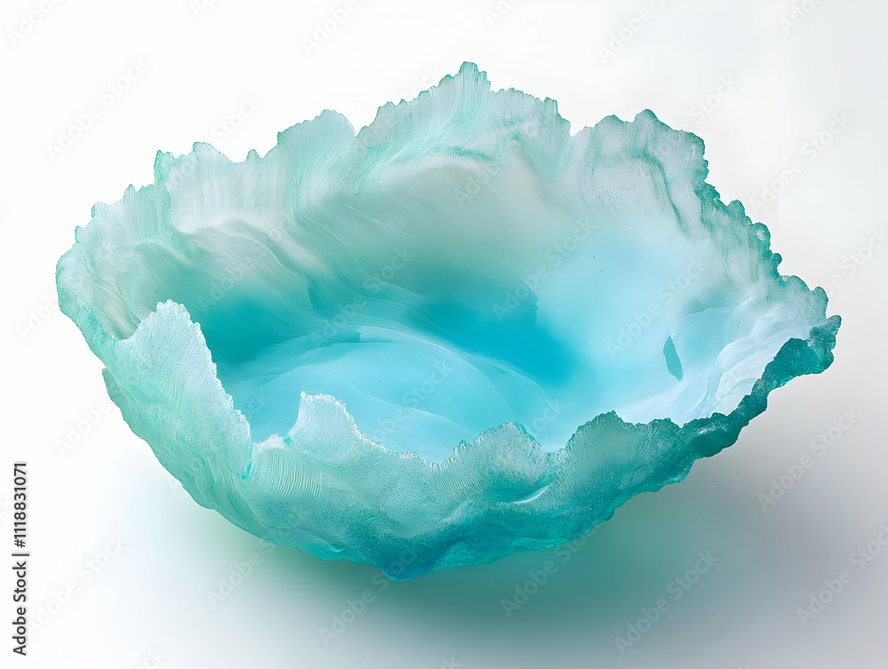 A stunning turquoise bowl with a textured, wave-like edge, showcasing artistic craftsmanship. A stunning turquoise bowl with a textured, wave-like edge, showcasing artistic craftsmanship.