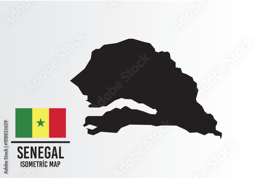 Senegal vector map with flag next to it. Senegal map with national flag isolated on white background. Vector illustration	