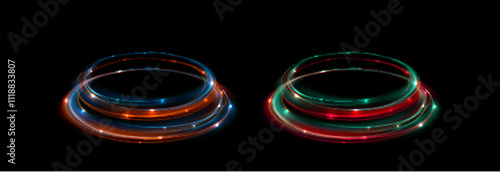 Magical glow of bright comet with glare and shine. Light twirl for game interface design. Vector	
