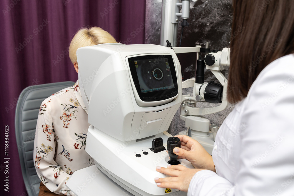 Ophthalmologist Using Advanced Eye Examination Equipment