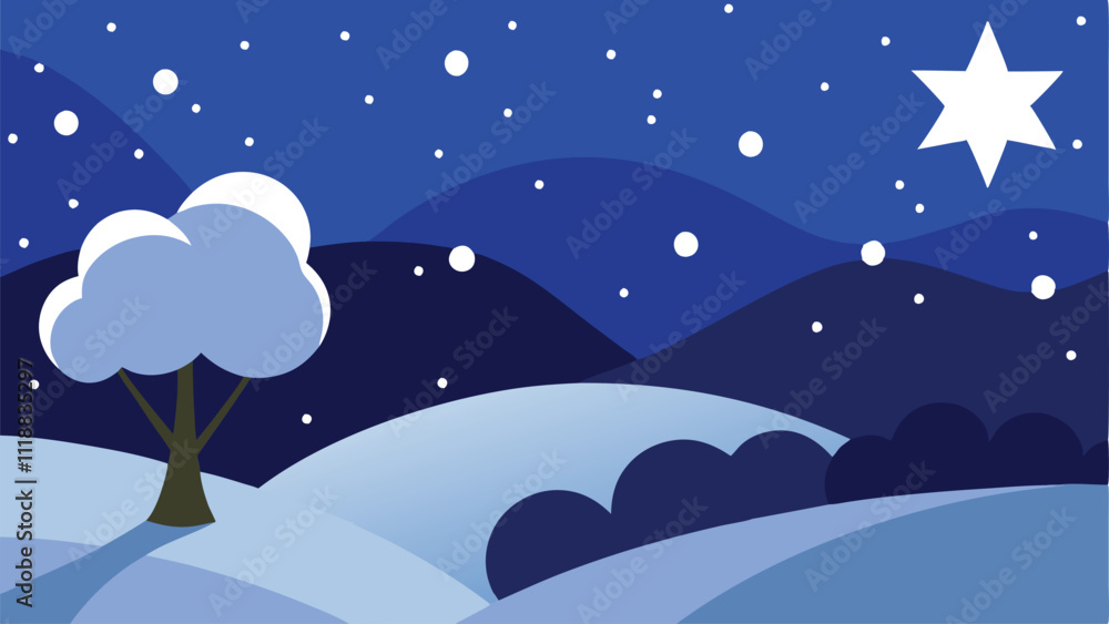 Fototapeta premium Christmas 3d illustration of snow man snowflakes, reindeer, pine tree, sledge, gift boxes snow falling decoration celebration new year winter background 