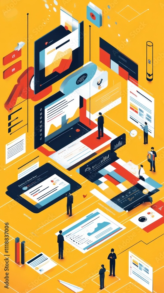 Obraz premium Data Visualization: A Network of Information and Business Collaboration