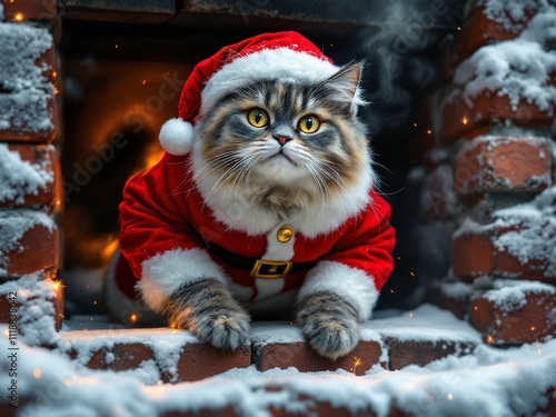 cat in santa claus hat